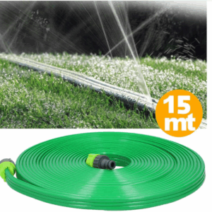 Tubo Piatto Microforato 15 Mt Irrigazione Giardino Piante Esterno con Connettore